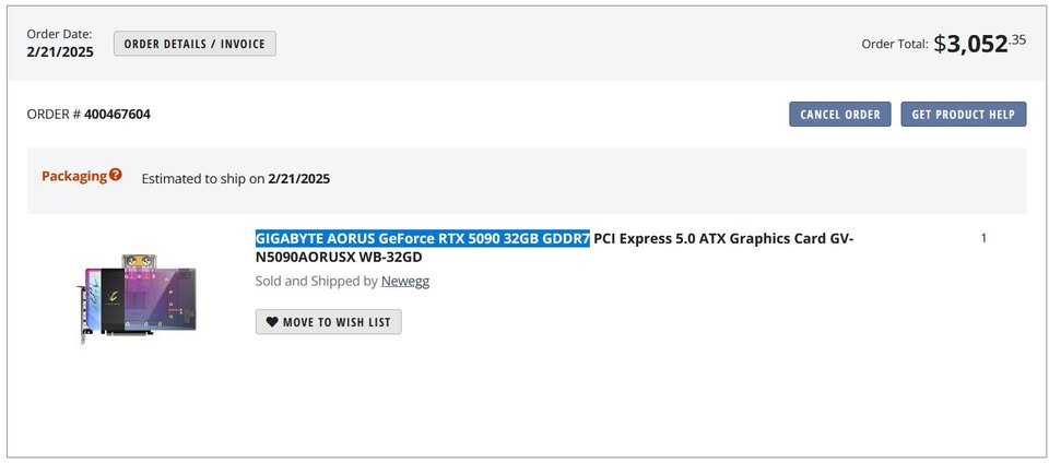 GIGABYTE AORUS Waterforce Xtreme GeForce RTX 5090 32GB GDDR7