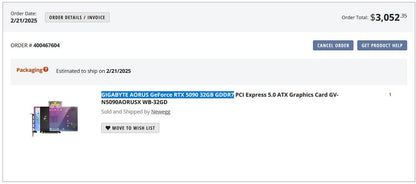GIGABYTE AORUS Waterforce Xtreme GeForce RTX 5090 32GB GDDR7