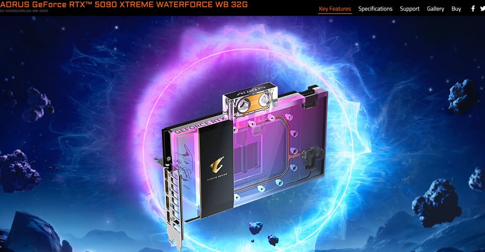 GIGABYTE AORUS Waterforce Xtreme GeForce RTX 5090 32GB GDDR7