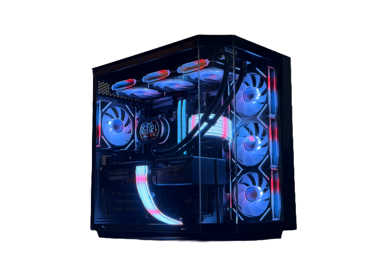 ⚡Obsidian X — Ryzen 9 7900X • RX 9070 XT • 32GB DDR5 • Black RGB Beast