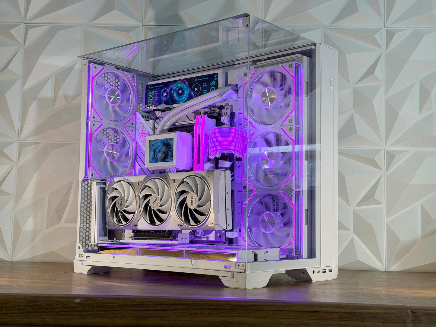 🤍❄️ “FROST MIRAGE” | Ryzen 7 9800X3D + RTX 5080 White | 32GB DDR5 | 2TB | Dual LCD | Windows 11 Pro ❄️🤍