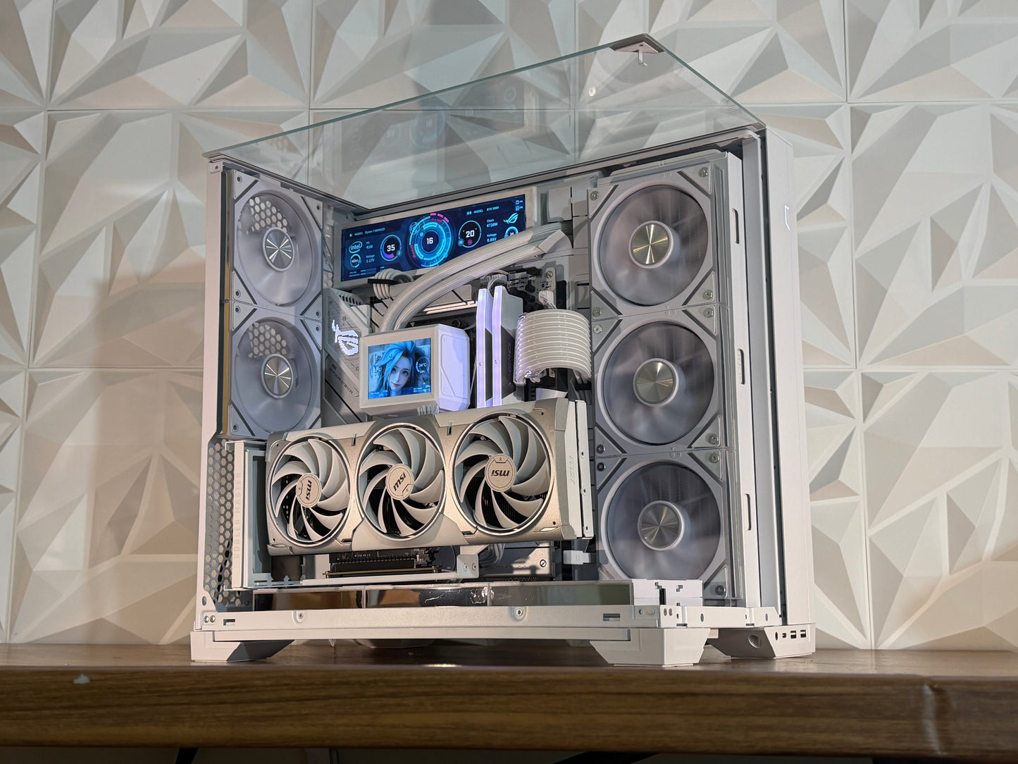 🤍❄️ “FROST MIRAGE” | Ryzen 7 9800X3D + RTX 5080 White | 32GB DDR5 | 2TB | Dual LCD | Windows 11 Pro ❄️🤍